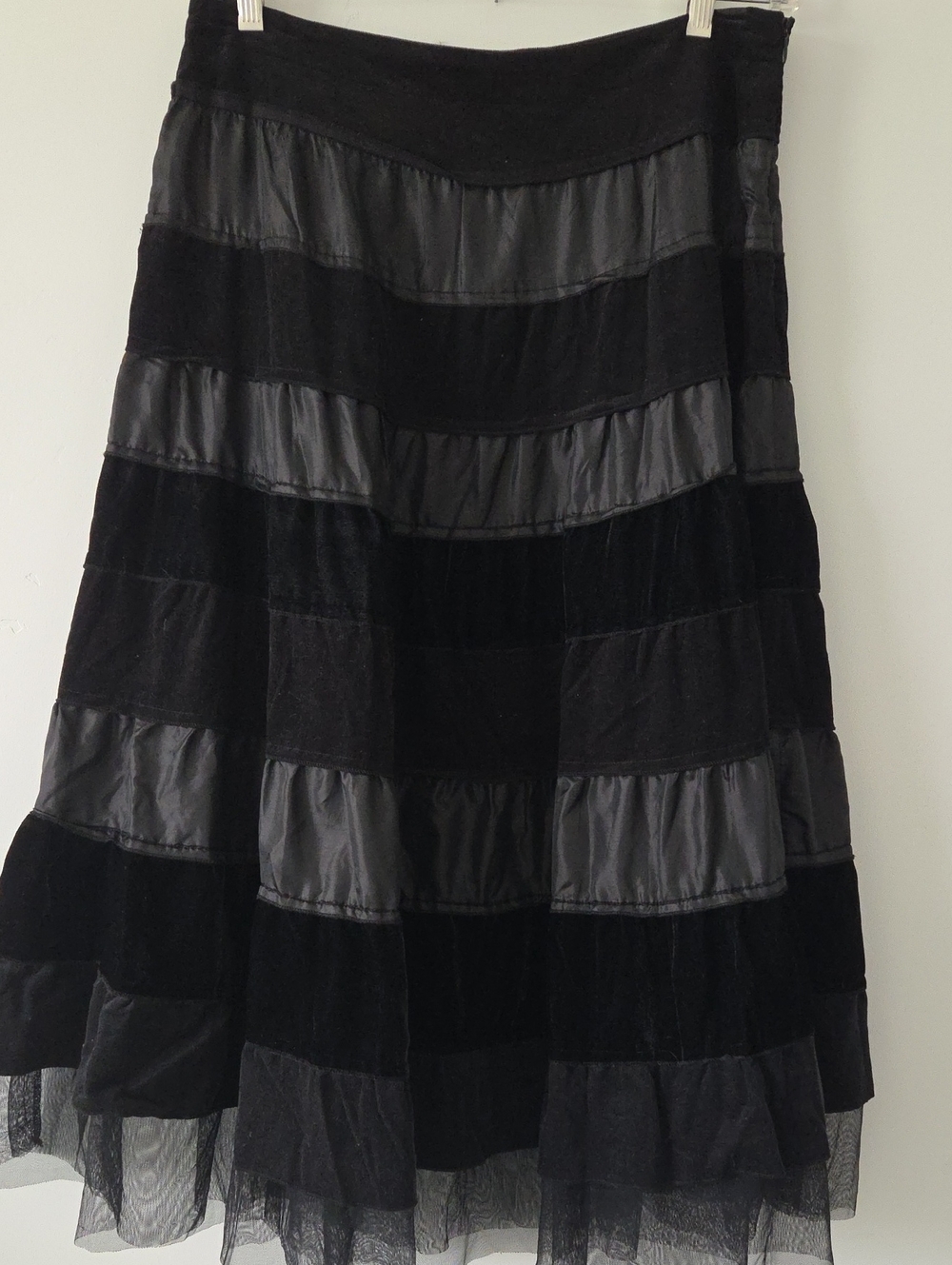Women's Black Tiered A-Line Skirt by Apprasial